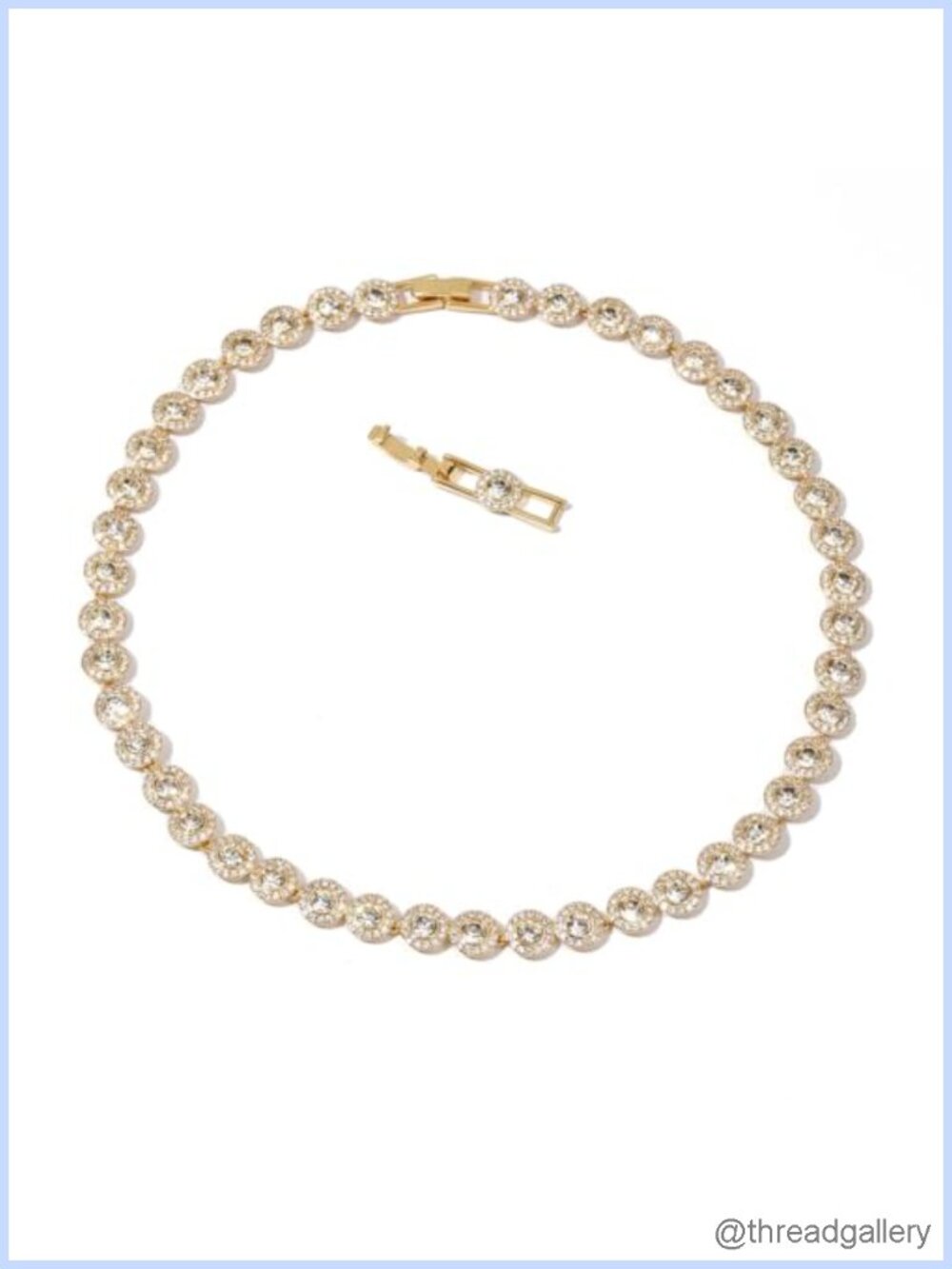 18K Gold Plated Brass Crystal Choker Necklace 15-16in Adjustable